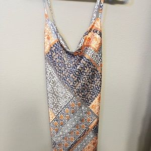 Floral designed cowl neck dress